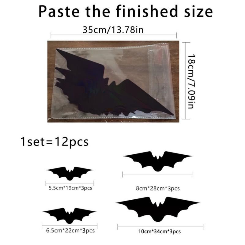 Halloween Window Clings Bloody Handprint Footprint 3D Butterfly Black Bat Wall Decal Scary Halloween Decoration for Home Decor