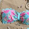 Women's Printed Bikini Set Lace Trimmed, Strapless Bandeau Swimsuit