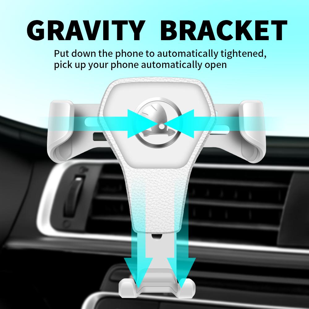 Schwerkraft Auto Handyhalter Auto Lüftungsschlitz Clip Zubehör für Skoda Kodiaq Octavia Fabia Karoq Enyaq Kamiq Superb Rapid Vision RS evw355