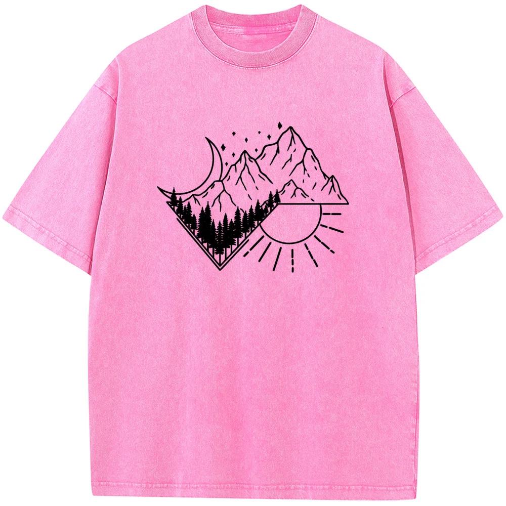 Men's Outdoor Rectangular Night and Day Short-Sleeved ShirtMen Women Fashion Oversized Unisex Breathable Casual Tees