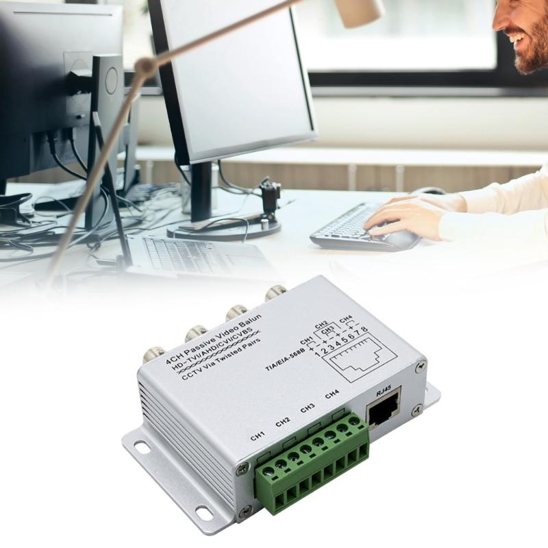 4CH Passive Video Balun for CVI AHD Cameras CCTV Via Twist Pairs UTP Video Balun BNC To UTP RJ45 4CH Transceiver