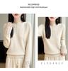 2025 Korean Style Women's Heavy Knit Wool Sweater: Versatile Hollow-Out, Half-High Neck, Slimming Base Layer