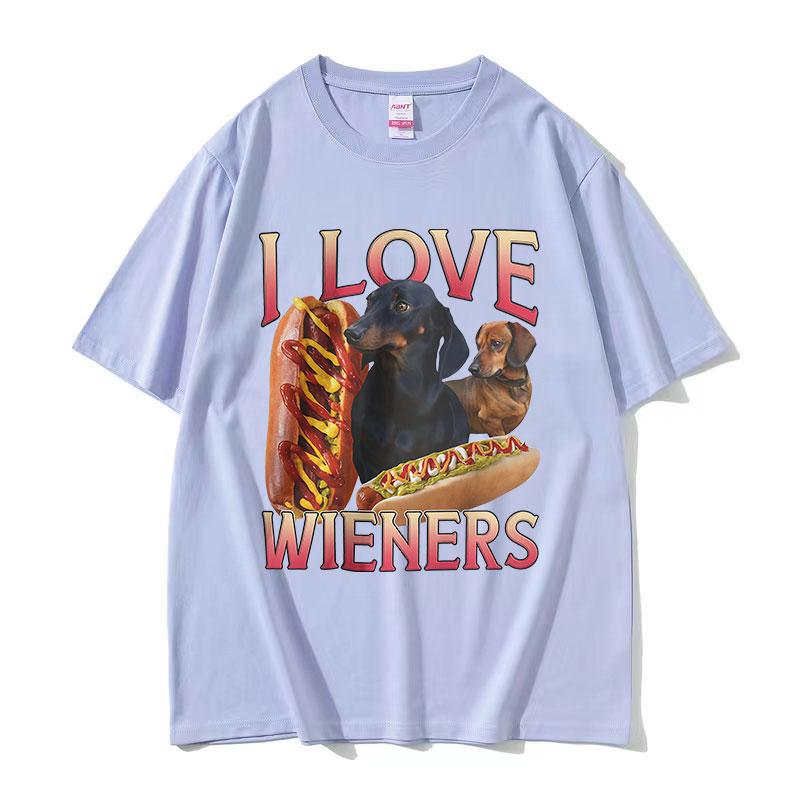 Kocham Jamniki Śmieszny Mem Koszulka Męska Vintage Moda Wysokiej Jakości Bawełniane Koszulki Unisex Codzienna O-szycie Ubrania Koszulka