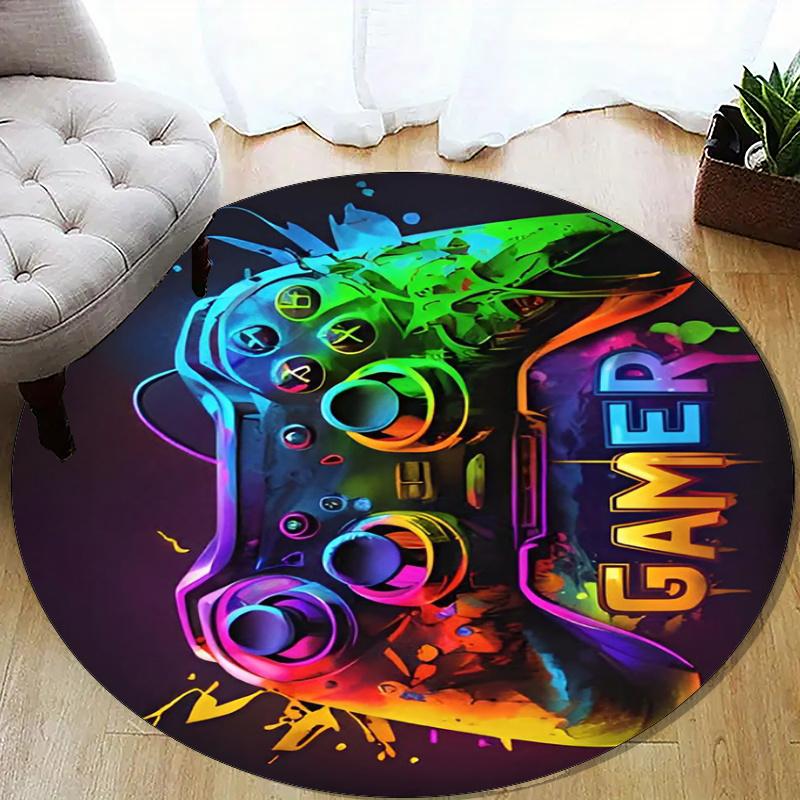 Game Controller Printed Round Rug Carpet Chair Rug Area Rug Entryway Doormats,for Office Chair Living Room Bedroom Kitchen Room.