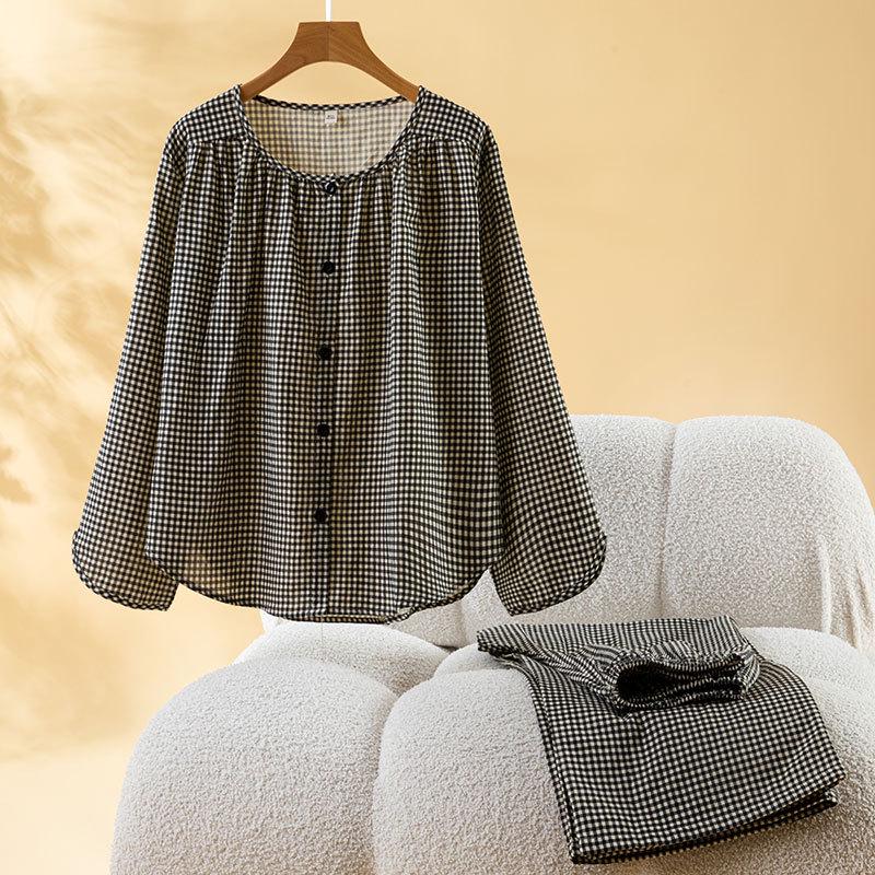 

Женский дышащий пижамный комплект из чистого хлопкового муслина - Мягкий, впитывающий пот и приятный для кожи M