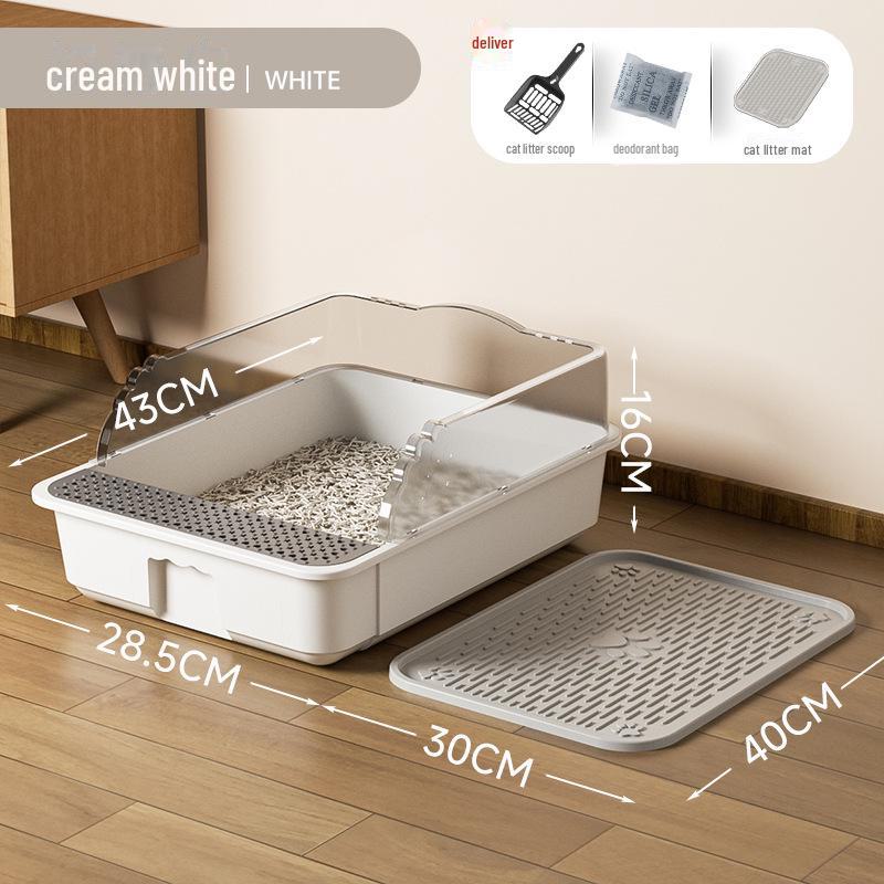 Extra große Übergröße Halboffene Spritzwassergeschützte Katzentoilette