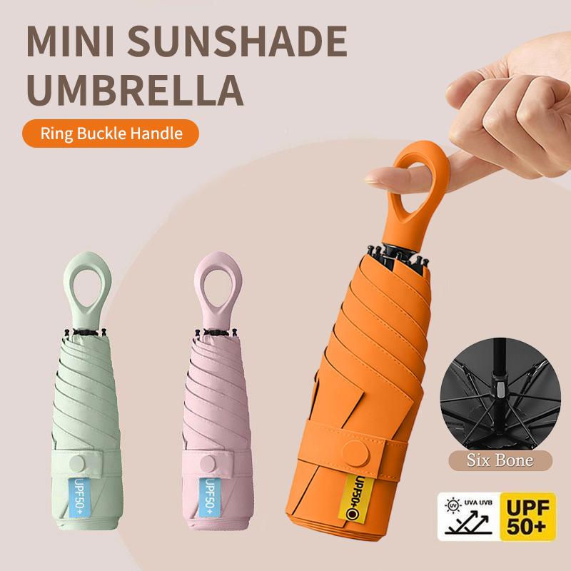 Uv Protection Mini Umbrella Ultralight 6-Fold Portable Sunshade For Women Outdoor Beach Travel Compact Windproof Quick Dry