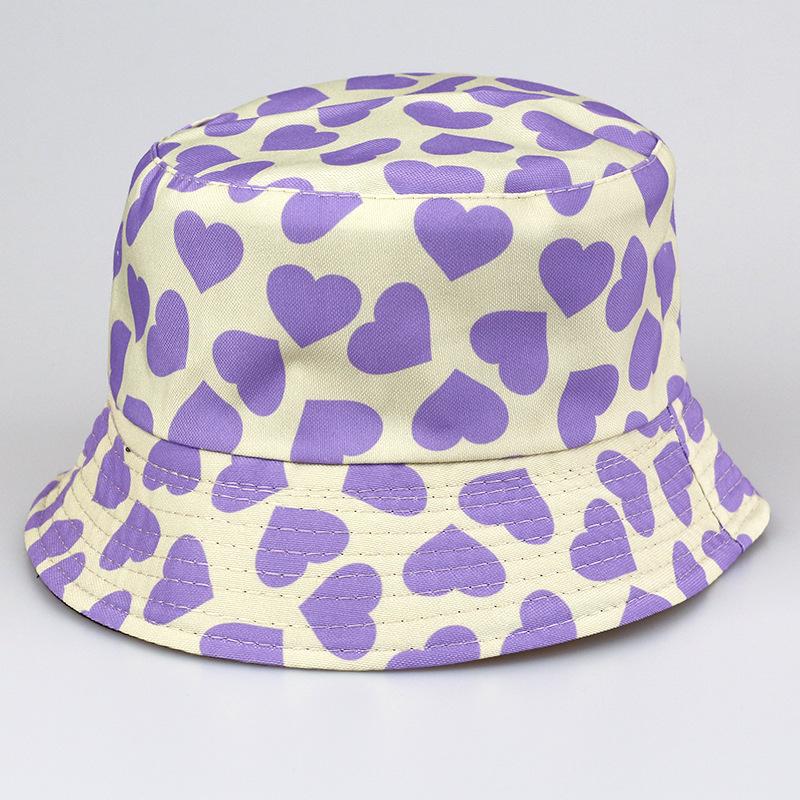 New Double Sided Printed Love Fisherman Hat European and American Couples Trendy Double Sided Basin Hat Outdoor Sun Protection Hat