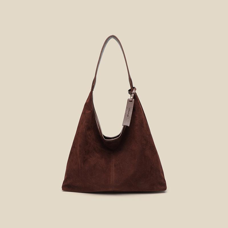 Geantă de capacitate mare Geantă de umăr din piele întoarsă Geantă tip bucket populară pentru navetă Geantă crossbody cu curea lată