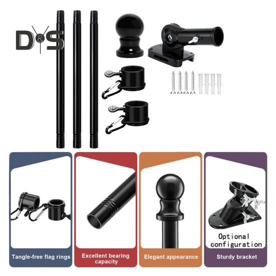 Zestaw masztów do flagi na zewnątrz domu, ze stali nierdzewnej, ze stali pogrubionej, na ścianę ganku, do flagi 3x5', obrotowy, regulowany uchwyt