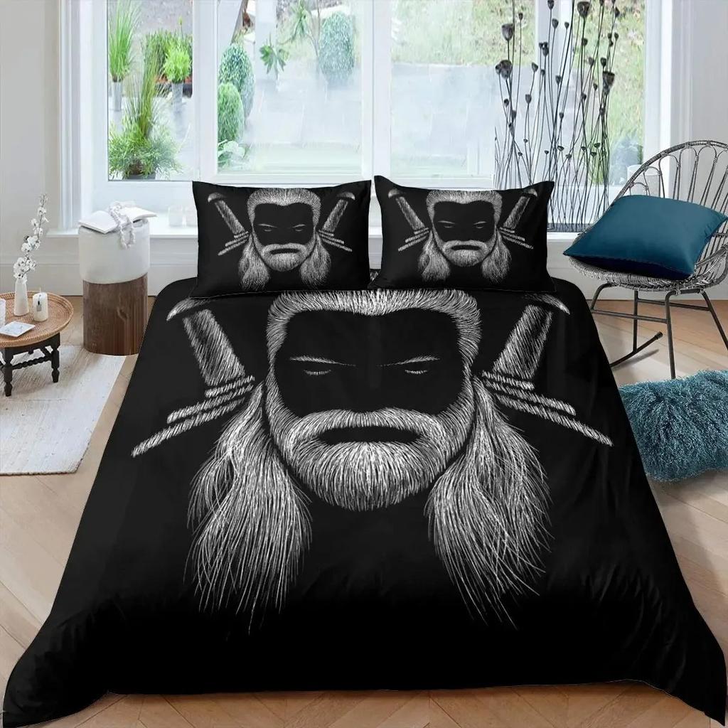 Soldier Duvet Cover Set Teens Boys Japanese-Style Warrior Bedding Set Comforter Cover Set Vintage Style Quilt Cover Full Size