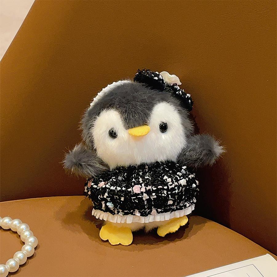 Plüsch-Pinguin-Schlüsselanhänger mit rosa Kleid für Kinder, zum Kuscheln und Spielen