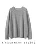 Women's Round Neck Versatile Cashmere Sweater - Solid Color, Long Sleeve, Fashionable Lazy Style for Spring, Autumn, and Winter