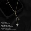 Banyan Tree S925 Silver Cross Clavicle Necklace with Tassel - 2022 Autumn/Winter Fashion Trend