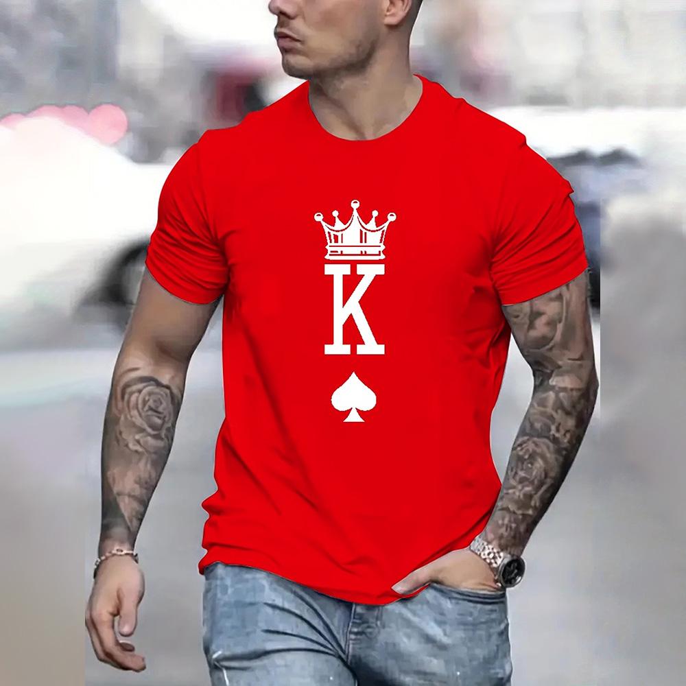 2024 Fashion Crown K Graphic Print T-Shirt Oversized Loose Men's Short Sleeve Clothing Casual Men's T-Shirts Top New Menswear