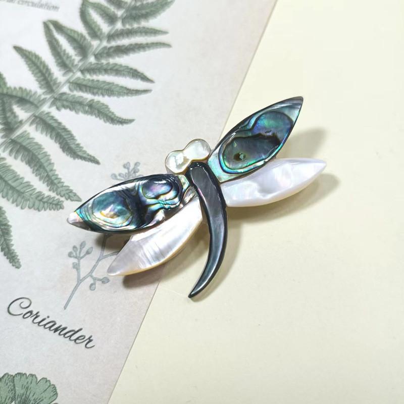 Shell Dragonfly Cartoon Brooch With Handcrafted Inlay For Girls And Women