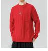 Men's Diamond Jacquard Alpaca Wool Crew Neck Sweater - Skin-Friendly Casual Pullover for Autumn and Winter