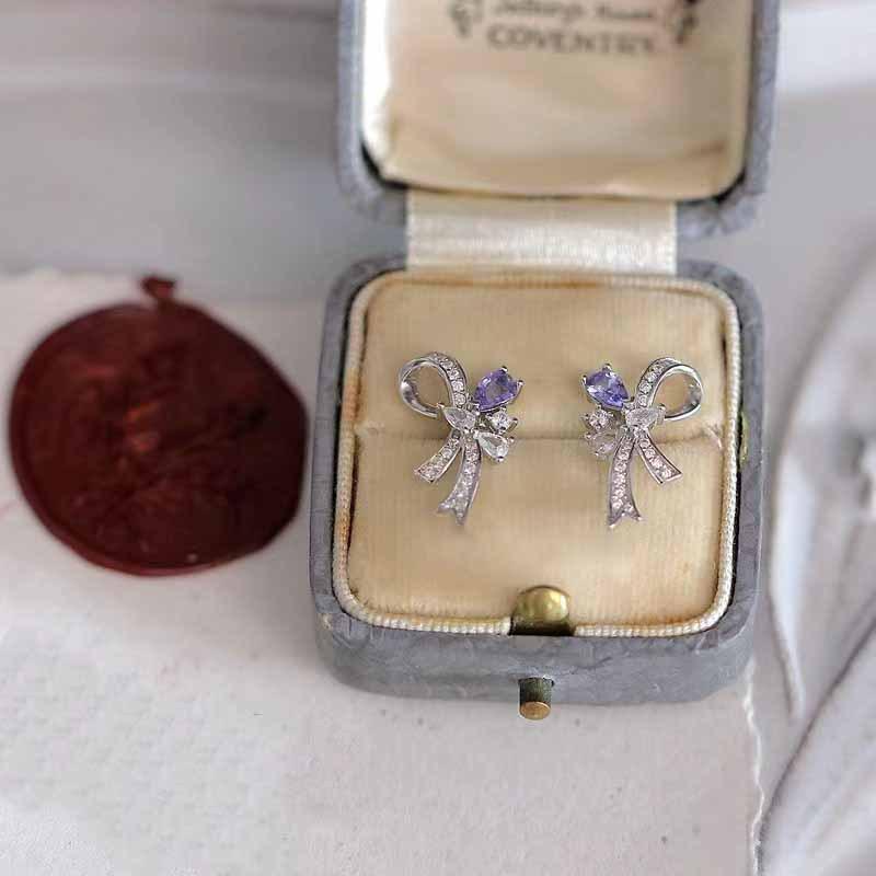 Exquisite Purple Butterfly Stud Earrings for Women – Light Luxury Design with Zirconia