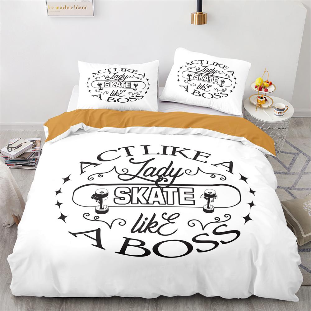 Skateboard Bedding Set Full Size 3D Santa Claus Polyester Duvet Cover Skateboard Comforter Cover Hip Hop Style King Twin Size