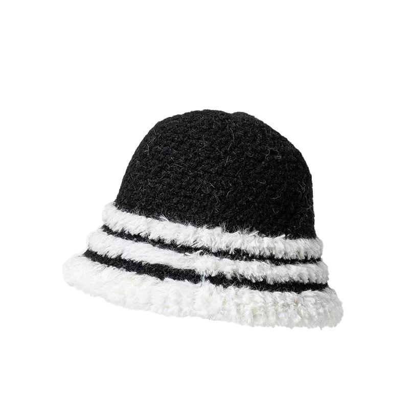 Autumn and Winter Thick Warm Bucket Hat Retro Versatile Face Small Bucket Hat Big Brim Plush Around the Basin Hat