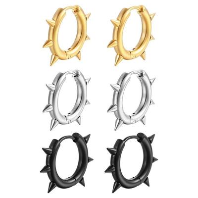 Trendy Titanium Steel Spike Coil Earrings with Rivet Accent