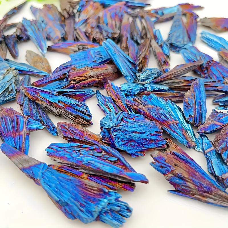 1pc/5pcs Stunning Blue/Purple Aura Flame Feather Stone -Black Kyanite Specimen with Iridescent for Home Decoration And Gift ball