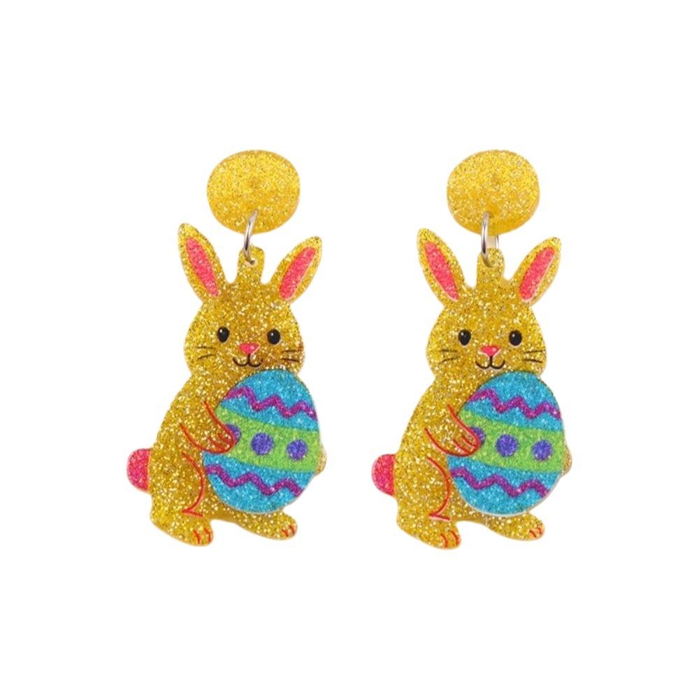 Acrylic Bunny Pendant Earrings Cartoon Easter Egg Dangle Earrings Fashion Easter Egg Earrings  Men