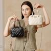 Genuine Leather Style Quilted Bag Handheld Camera Bag High-End Top Layer Leather Quilted Chain Bowling Bag Crossbody Bag