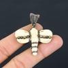 Honey Bee Bone Carving Handmade Copper Wire Wrap Pendant 1.97" A3v33