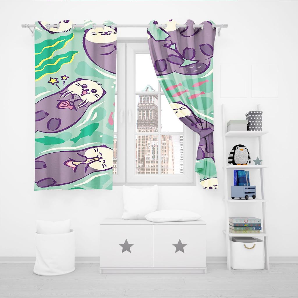 Otter, Animal Anime Printed Curtains For Living Room Home Decor  Blackout Curtains Bedroom Drapes Cartoon Christmas