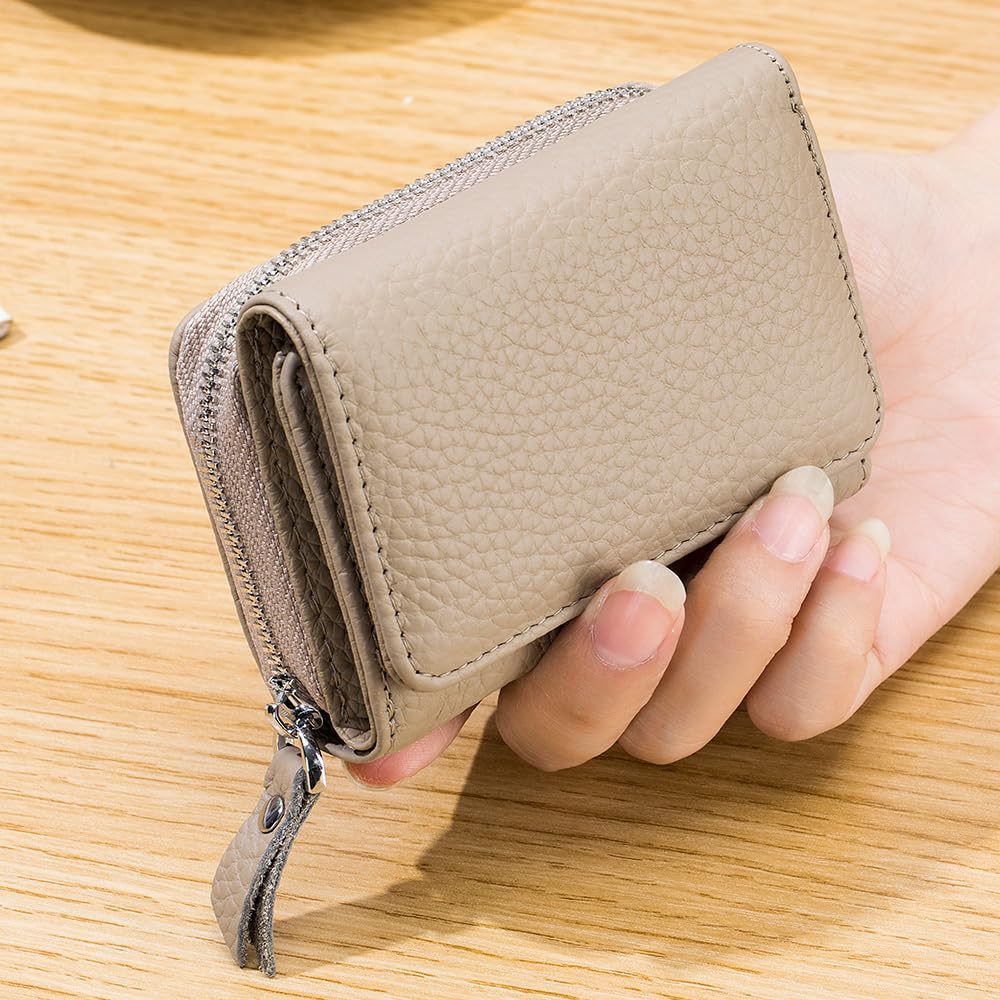 Yocipa Genuine Leather Compact Multi-functional Wallet for Women, Tri-Fold Mini Wallet with Skimming Prevention, Coin Purse, Card Holder, and Coin