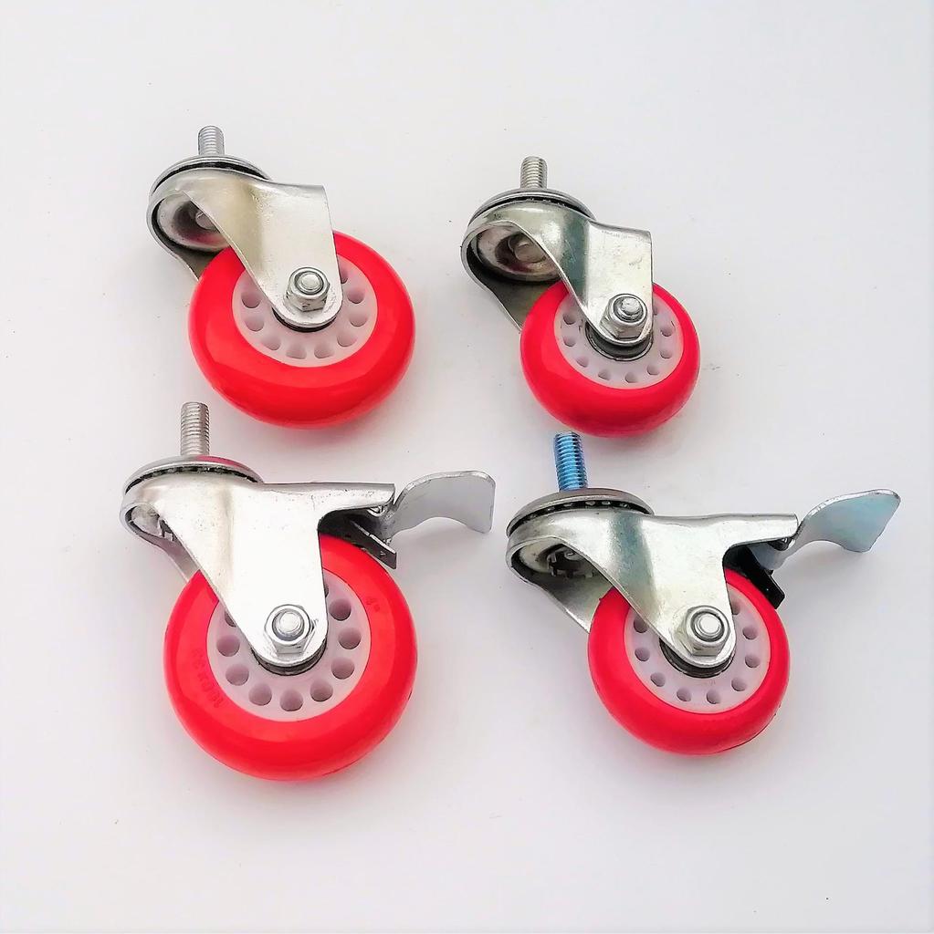 Medium Red Flower Eye Swivel Caster Wheel PVC