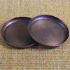 Round Shape Copper Fruit Tray,Retro Engraving Hammer Texture Household Portable Food Plate,Snack Plate Table Wedding Decoration