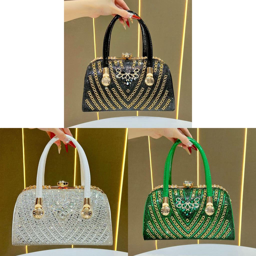 New European Sparkling Evening Bag With Rhinestones And Chain For Formal Events