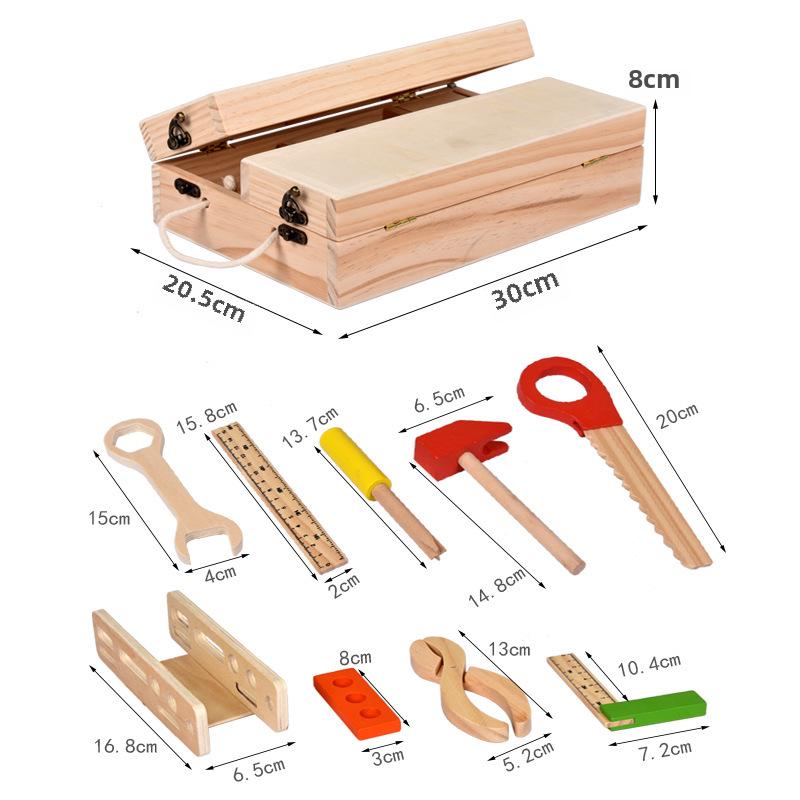 Wooden DIY Kids' Tool Box Set: Portable Assembly House Repair Toy with Nuts & Wrench