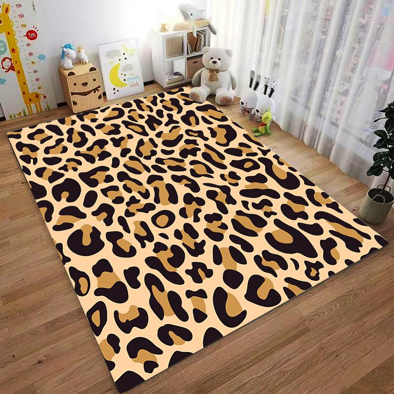 Leopard Print Pattern Carpet with Black Spots on Tan Background for Home Décor. Suitable for use as an anti-slip    for    room and bedroom sofas