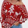 Women's Wool Christmas Snowflake V-Neck Cardigan - Double-Sided, Irregular, Backless, Off-Shoulder, Long-Sleeved Sweater