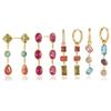 Elegant Multicolor Geometric Zircon Drop Earrings For Women Gold Plated Stainless Steel Earrings Fashion Jewelry Gift
