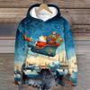 Women's Fashion Long Sleeve Christmas Print Loose Hooded Sweatshirt Top