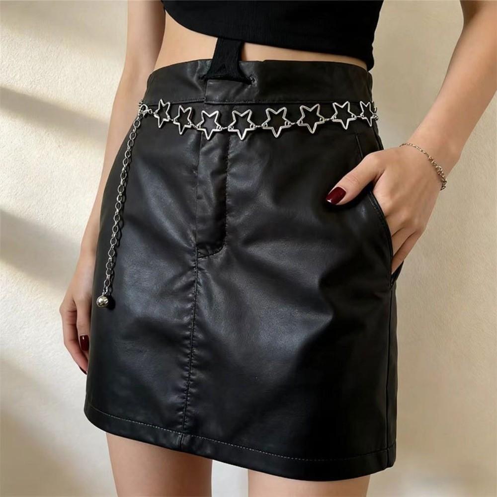 Adjustable Metal Waist Belts Gold/Silver Waist Chain Trendy Hollow Out Belt  Clothing Accessories