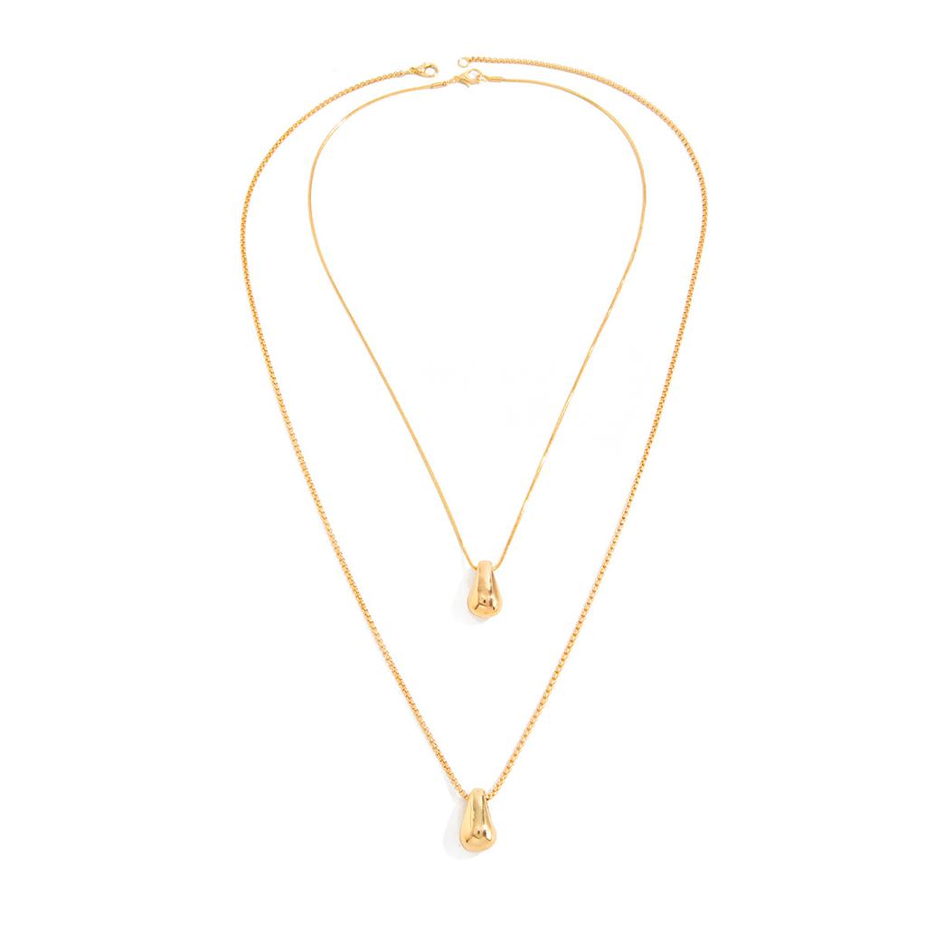 Minimalist Water Drop Pendant Necklace, Versatile Daily Double Thin Chain Clavicle Chain For Women