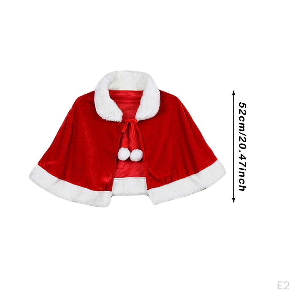 Christmas Velvet Shawl Cloak Cape Santa Robe Halloween Costume Red