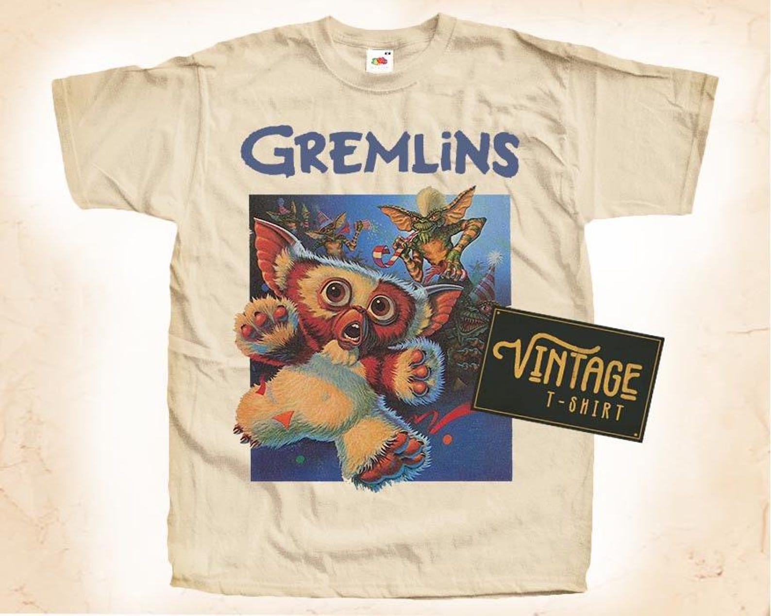 Gremlins V3 T-Shirt Tee Natural Vintage Cotton Movie Poster All Sizes KIDS 2XL