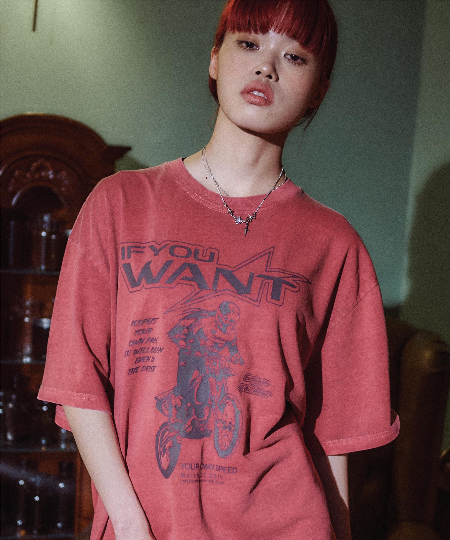 If You Want Motorcycle Pigment Tee Dusty Pink Pink/L