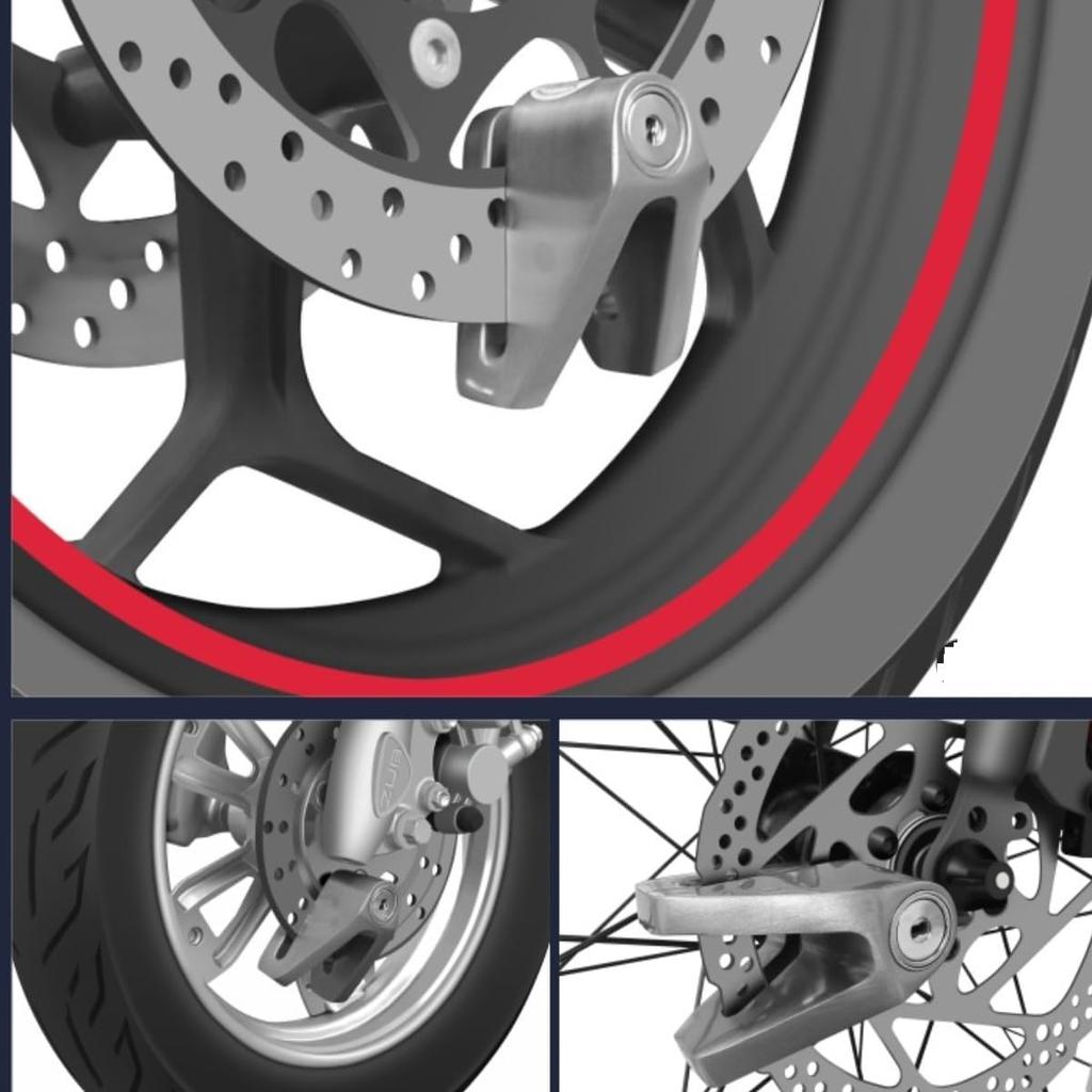 Zámek kotoučové brzdy stříbrný poplachový na motocyklu, těžký s červeným klíčem na upomínkové lanko, zámek na motocykl proti krádeži, bezpečnostní zámek disku vhodný pro