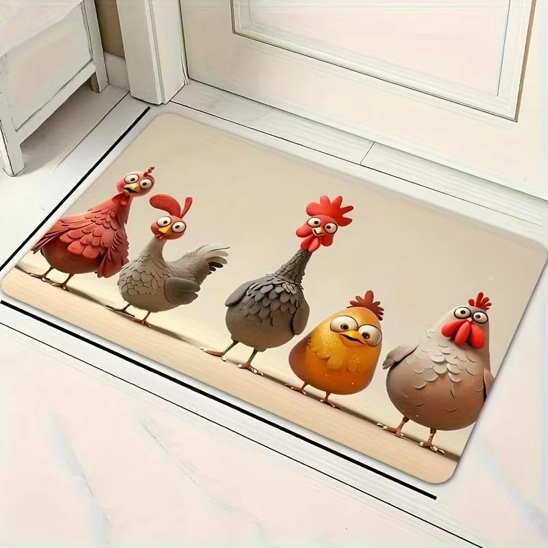 Leuk Cartoon Kip Keukenmat - Antislip Machine Wasbare Vloerkleed Eetkamer Decor Binnen Buiten Gebruik Kip Keukenkleed 60x180cm