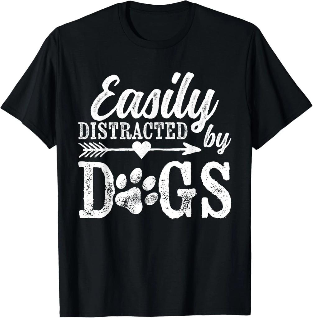 Easily Distracted By Dogs Funny Vintage Dog Lover Mom Saying Gift Unisex T-Shirt