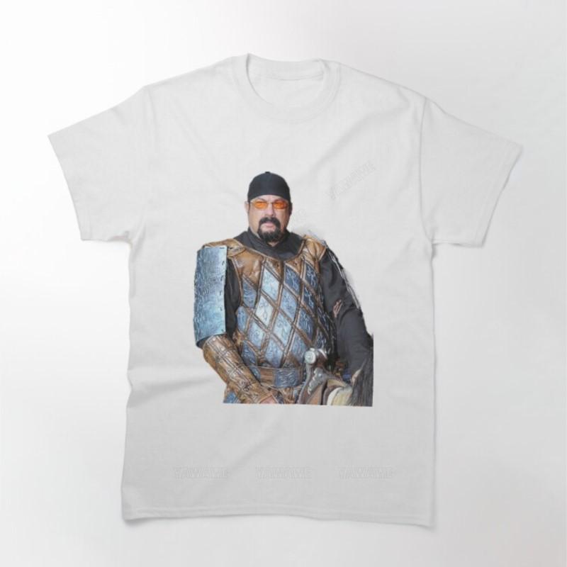 

New arrived short top Mens brand fashion tshirt Summer T shirts For Men Medieval Seagal Steven On A Horse Printed T Shirt S
