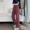 Letné americké trendy cargo nohavice pre ženy s vysokým pásom, zoštíhľujúce, splývavé, s rovnými nohavicami, voľné, členkové, dlhé nohavice