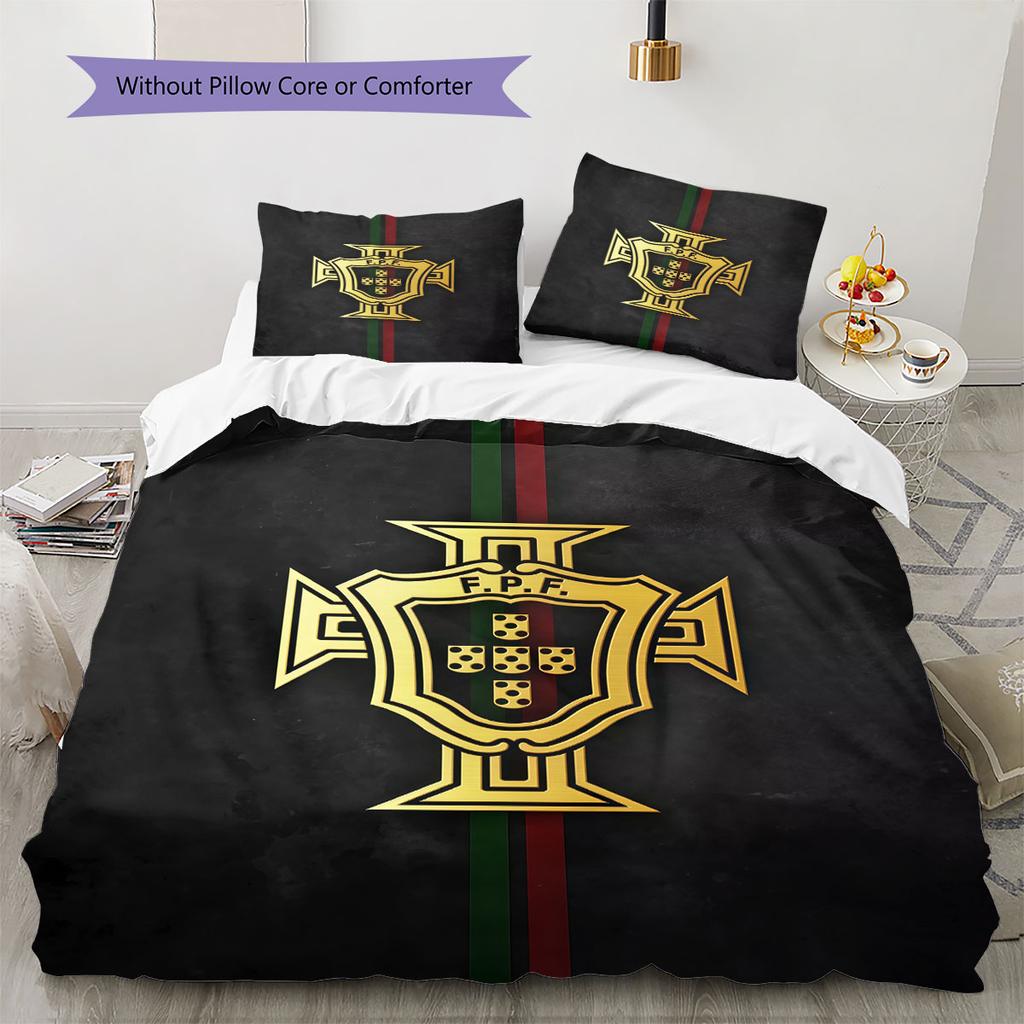 Portugal National Football Team Pattern Bedding,Quilt Set Quilt Cover Pillowcase Home Birthday Gift(1 * duvet cover + 2 * pillowcase, without core)